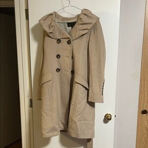 BCBGMaxAzria Beige Trench Coat with Hood